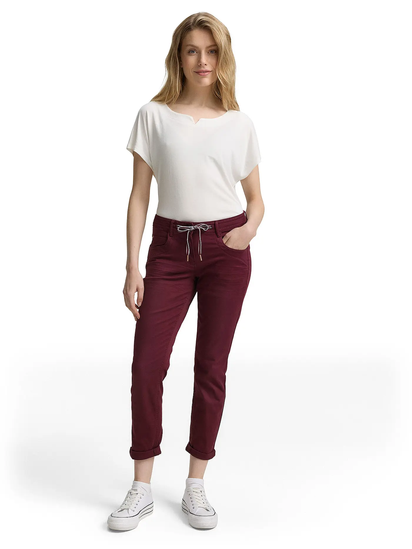 TOM TAILOR | Hose 7/8 | dunkelrot